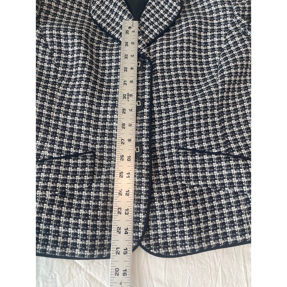 00779 Evan Picone Petite Black Navy White Plaid Blazer Jacket 10P PreOwned - Picture 6 of 15